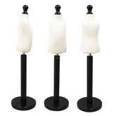 Children Kids Age 1 Year Tailors Dummy Mannequin, White Torso Bust with a Black Wood Round Base